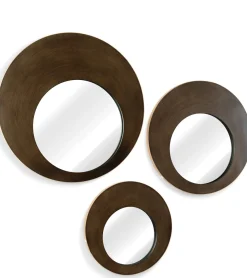 XOOON Pelle spiegel XL D80cm in de kleur Bruin - COCOmaison^ Wanddecoraties|Woonaccessoires