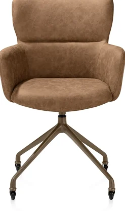 XOOON Sage, armstoel + wielen - alu frame in steelbrown - stof Oregon - Desert^ Armstoelen