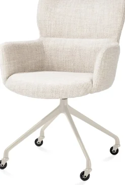XOOON Sage, armstoel + wielen - alu frame in creme - stof Luton - Creme^ Armstoelen