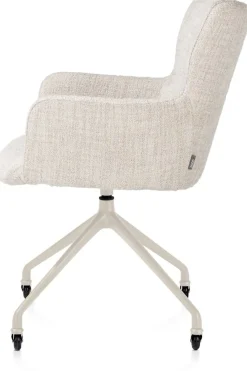 XOOON Sage, armstoel + wielen - alu frame in creme - stof Luton - Creme^ Armstoelen