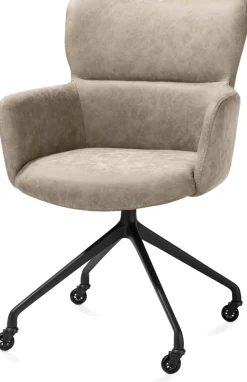 XOOON Sage, armstoel + wielen - alu frame in rough off black - stof Oregon - beige^ Armstoelen