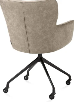 XOOON Sage, armstoel + wielen - alu frame in rough off black - stof Oregon - beige^ Armstoelen