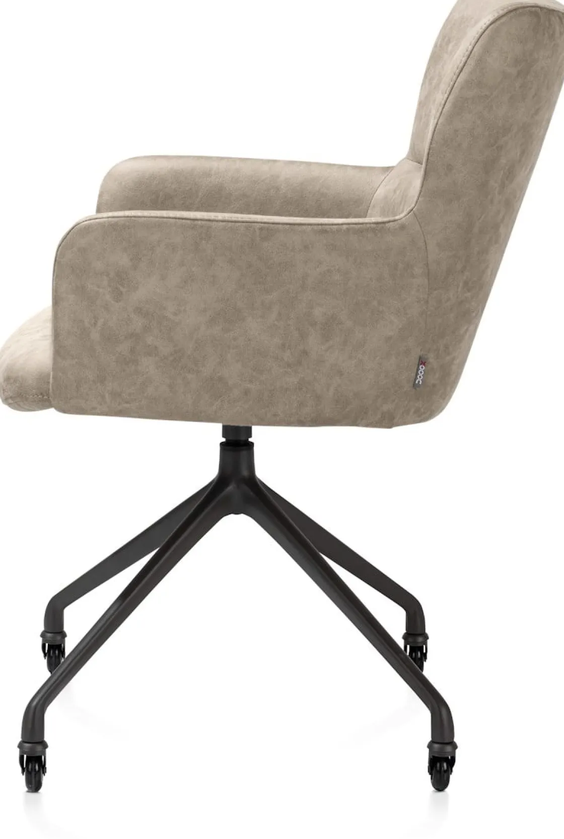 XOOON Sage, armstoel + wielen - alu frame in rough off black - stof Oregon - beige^ Armstoelen