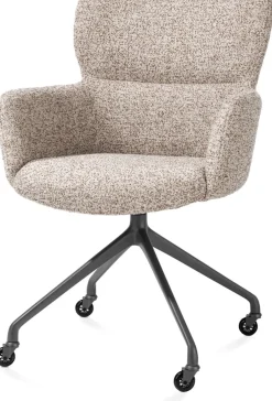 XOOON Sage, armstoel + wielen - alu frame in graphiet - stof Luton - koper^ Armstoelen