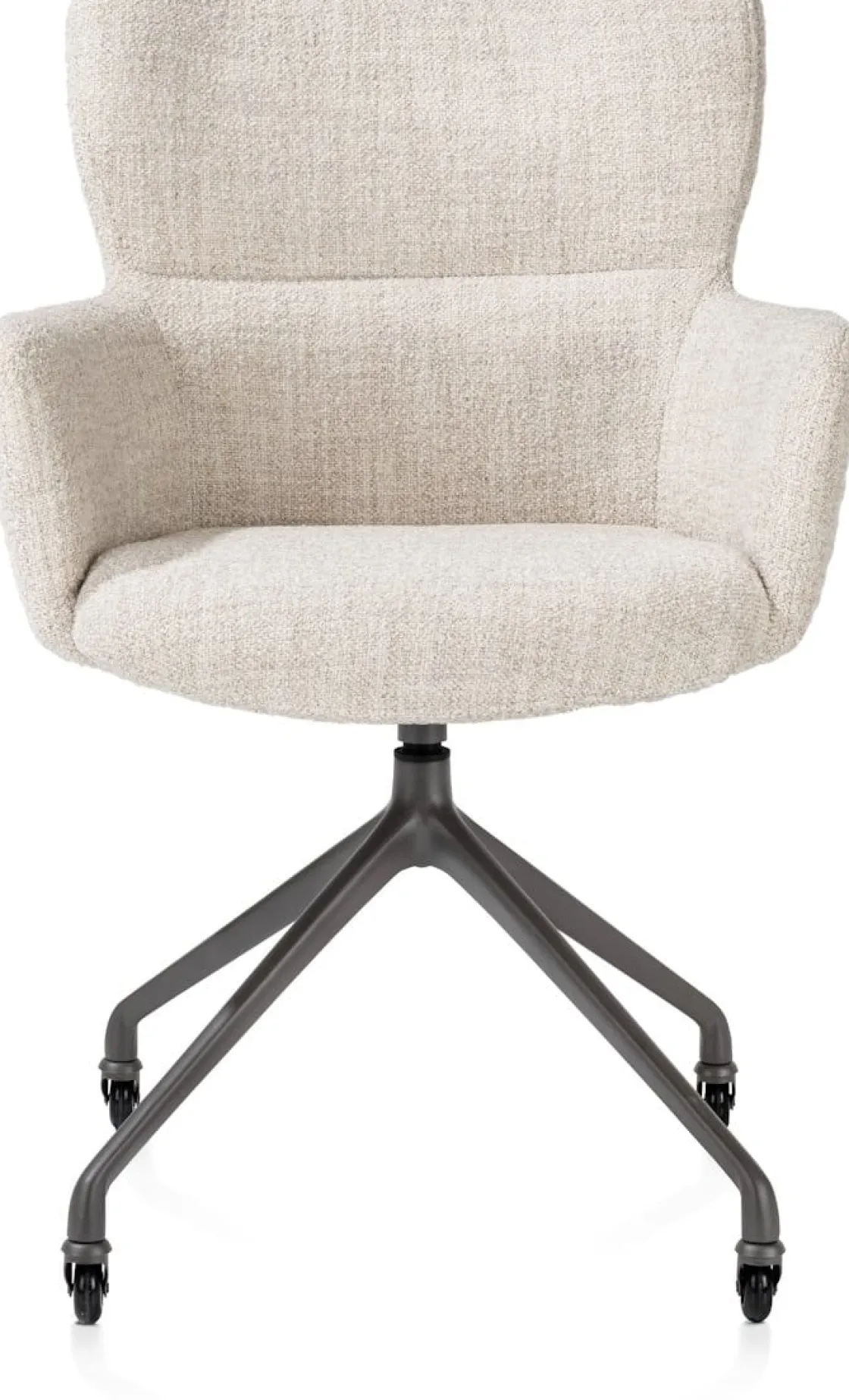 XOOON Sage, armstoel + wielen - alu frame in graphiet - stof Luton - Creme^ Armstoelen