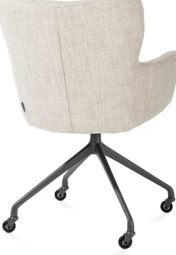 XOOON Sage, armstoel + wielen - alu frame in graphiet - stof Luton - Creme^ Armstoelen