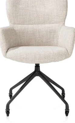 XOOON Sage, armstoel + wielen - alu frame in rough off black - stof Luton - Creme^ Armstoelen