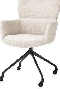 XOOON Sage, armstoel + wielen - alu frame in rough off black - stof Luton - Creme^ Armstoelen