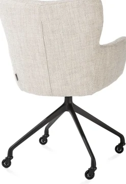 XOOON Sage, armstoel + wielen - alu frame in rough off black - stof Luton - Creme^ Armstoelen