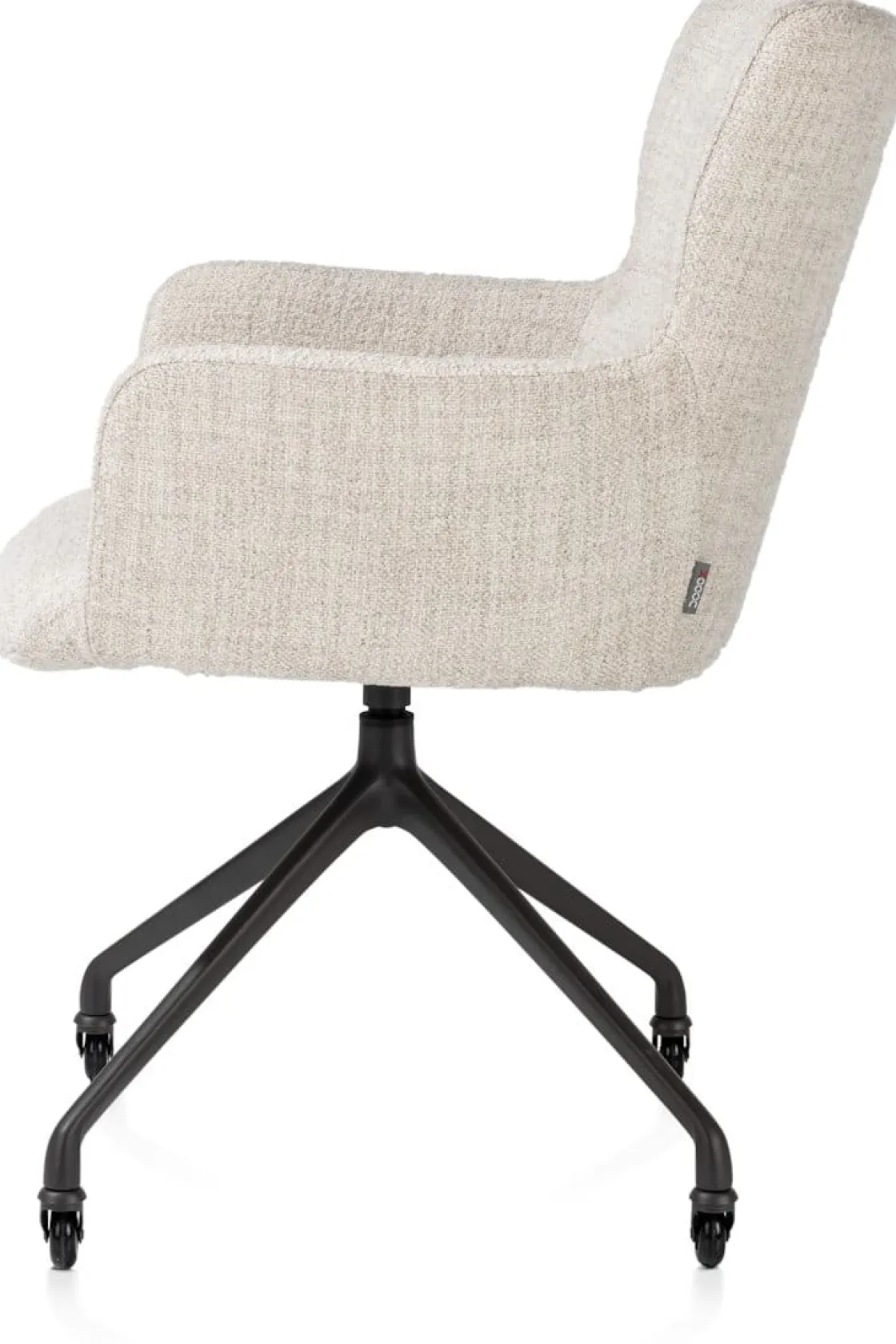 XOOON Sage, armstoel + wielen - alu frame in rough off black - stof Luton - Creme^ Armstoelen
