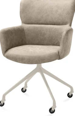 XOOON Sage, armstoel + wielen - alu frame in creme - stof Oregon - beige^ Armstoelen
