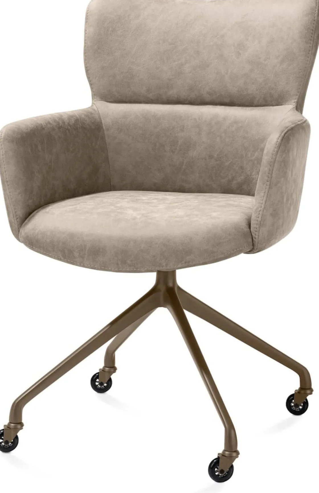 XOOON Sage, armstoel + wielen - alu frame in steelbrown - stof Oregon - beige^ Armstoelen