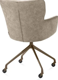 XOOON Sage, armstoel + wielen - alu frame in steelbrown - stof Oregon - beige^ Armstoelen