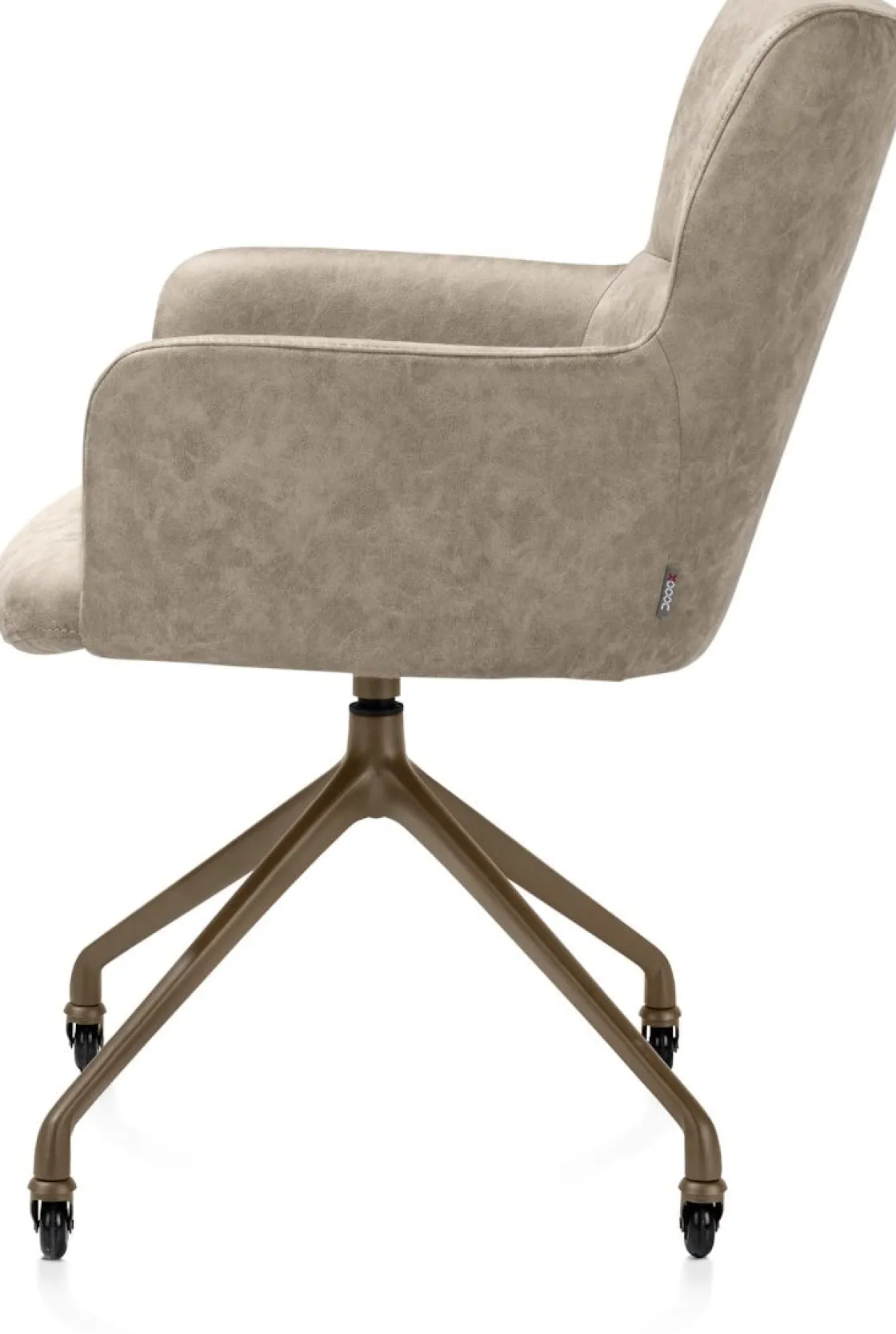XOOON Sage, armstoel + wielen - alu frame in steelbrown - stof Oregon - beige^ Armstoelen