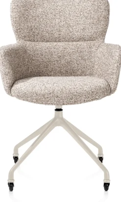XOOON Sage, armstoel + wielen - alu frame in creme - stof Luton - koper^ Armstoelen