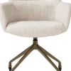 XOOON Sage, armstoel + wielen - alu frame in steelbrown - stof Luton - Creme^ Armstoelen
