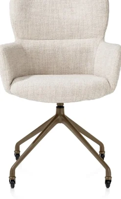 XOOON Sage, armstoel + wielen - alu frame in steelbrown - stof Luton - Creme^ Armstoelen
