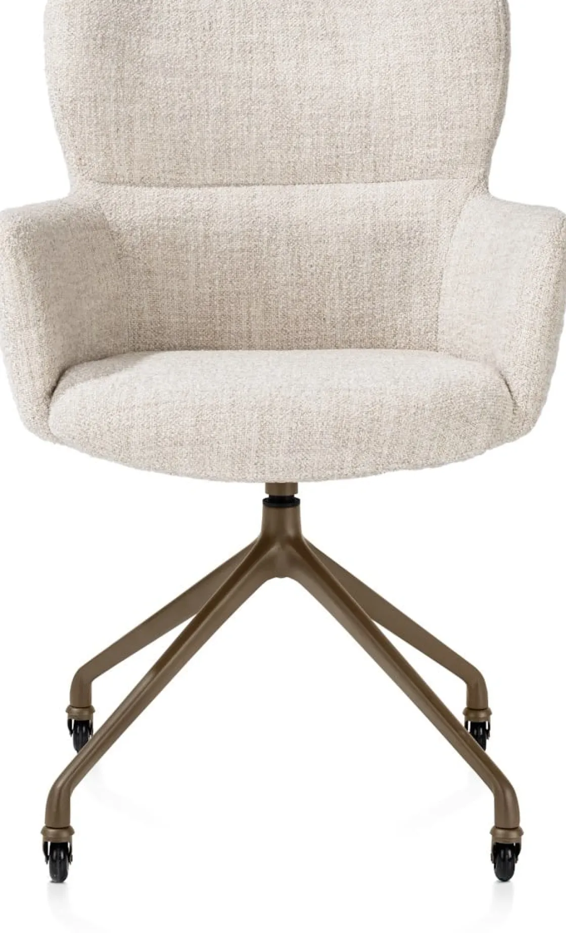 XOOON Sage, armstoel + wielen - alu frame in steelbrown - stof Luton - Creme^ Armstoelen