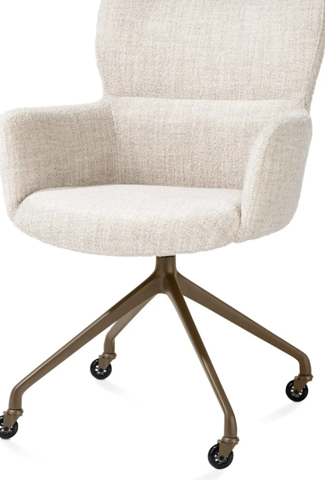 XOOON Sage, armstoel + wielen - alu frame in steelbrown - stof Luton - Creme^ Armstoelen