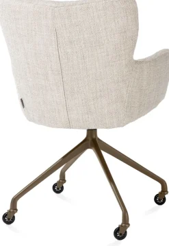 XOOON Sage, armstoel + wielen - alu frame in steelbrown - stof Luton - Creme^ Armstoelen