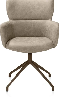 XOOON Sage, armstoel draaibaar - steelbrown - stof Oregon - beige^ Armstoelen