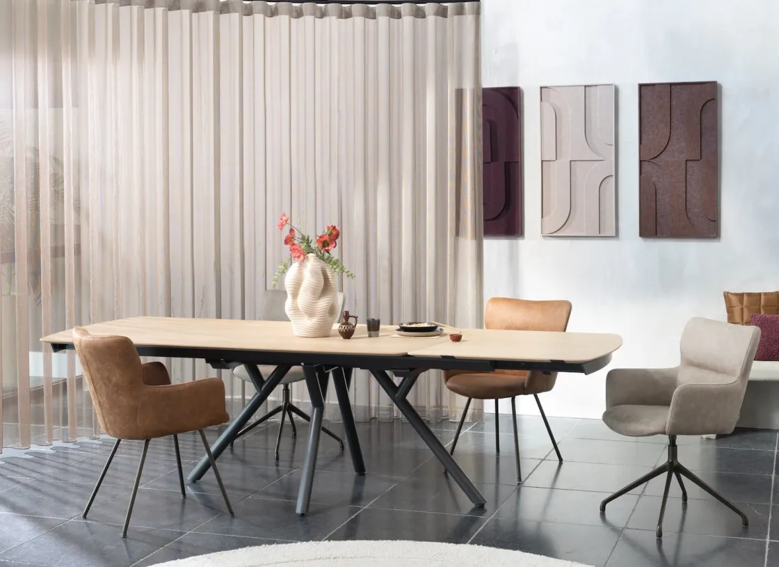 XOOON Sage, armstoel draaibaar - steelbrown - stof Oregon - beige^ Armstoelen