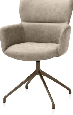 XOOON Sage, armstoel draaibaar - steelbrown - stof Oregon - beige^ Armstoelen