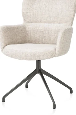 XOOON Sage, armstoel draaibaar - graphiet - stof Luton - Creme^ Armstoelen