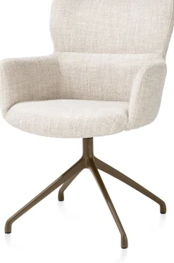 XOOON Sage, armstoel draaibaar - steelbrown - stof Luton - Creme^ Armstoelen