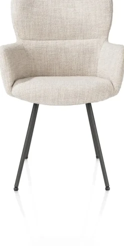 XOOON Sage, armstoel 4-pootjes graphiet - stof Luton - Creme^ Armstoelen