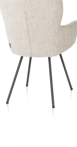 XOOON Sage, armstoel 4-pootjes graphiet - stof Luton - Creme^ Armstoelen