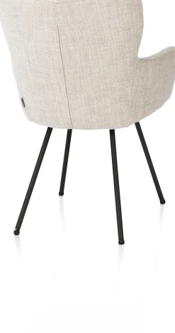 XOOON Sage, armstoel 4-pootjes rough off black - stof Luton - Creme^ Armstoelen