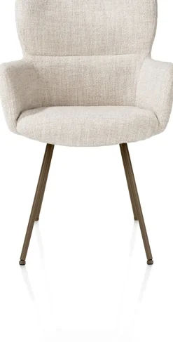 XOOON Sage, armstoel 4-pootjes steelbrown - stof Luton - Creme^ Armstoelen