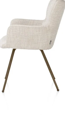 XOOON Sage, armstoel 4-pootjes steelbrown - stof Luton - Creme^ Armstoelen