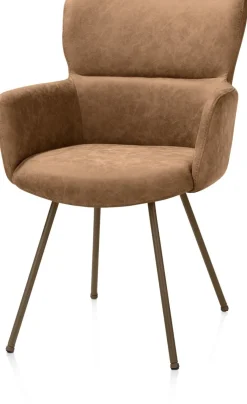 XOOON Sage, armstoel 4-pootjes steelbrown - stof Oregon - Desert^ Armstoelen