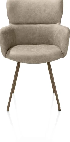 XOOON Sage, armstoel 4-pootjes steelbrown - stof Oregon - beige^ Armstoelen