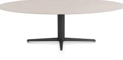 XOOON Saluti, EETKAMERTAFEL ELLIPS 240 X 110 CM. - CENTRALE POOT - ROUGH OFF BLACK - Light sand^ Eettafels
