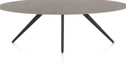 XOOON Saluti, EETKAMERTAFEL ELLIPS 240 X 110 CM. - 4-POOTJES - ROUGH OFF BLACK - Lava^ Eettafels
