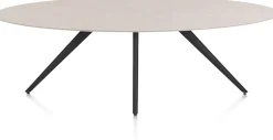 XOOON Saluti, EETKAMERTAFEL ELLIPS 240 X 110 CM. - 4-POOTJES - ROUGH OFF BLACK - Light sand^ Eettafels
