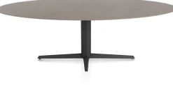 XOOON Saluti, EETKAMERTAFEL ELLIPS 240 X 110 CM. - CENTRALE POOT - ROUGH OFF BLACK - Lava^ Eettafels