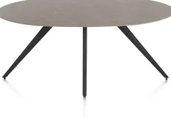 XOOON Saluti, EETKAMERTAFEL ELLIPS 180 X 105 CM. - 4-POOTJES - ROUGH OFF BLACK - Lava^ Eettafels
