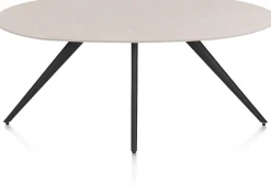 XOOON Saluti, EETKAMERTAFEL ELLIPS 180 X 105 CM. - 4-POOTJES - ROUGH OFF BLACK - Light sand^ Eettafels
