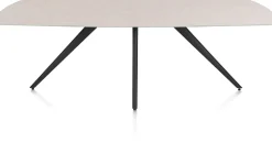 XOOON Saluti, eetkamertafel ovaal 240 x 110 cm. - 4-pootjes - rough off black - Light sand^ Eettafels