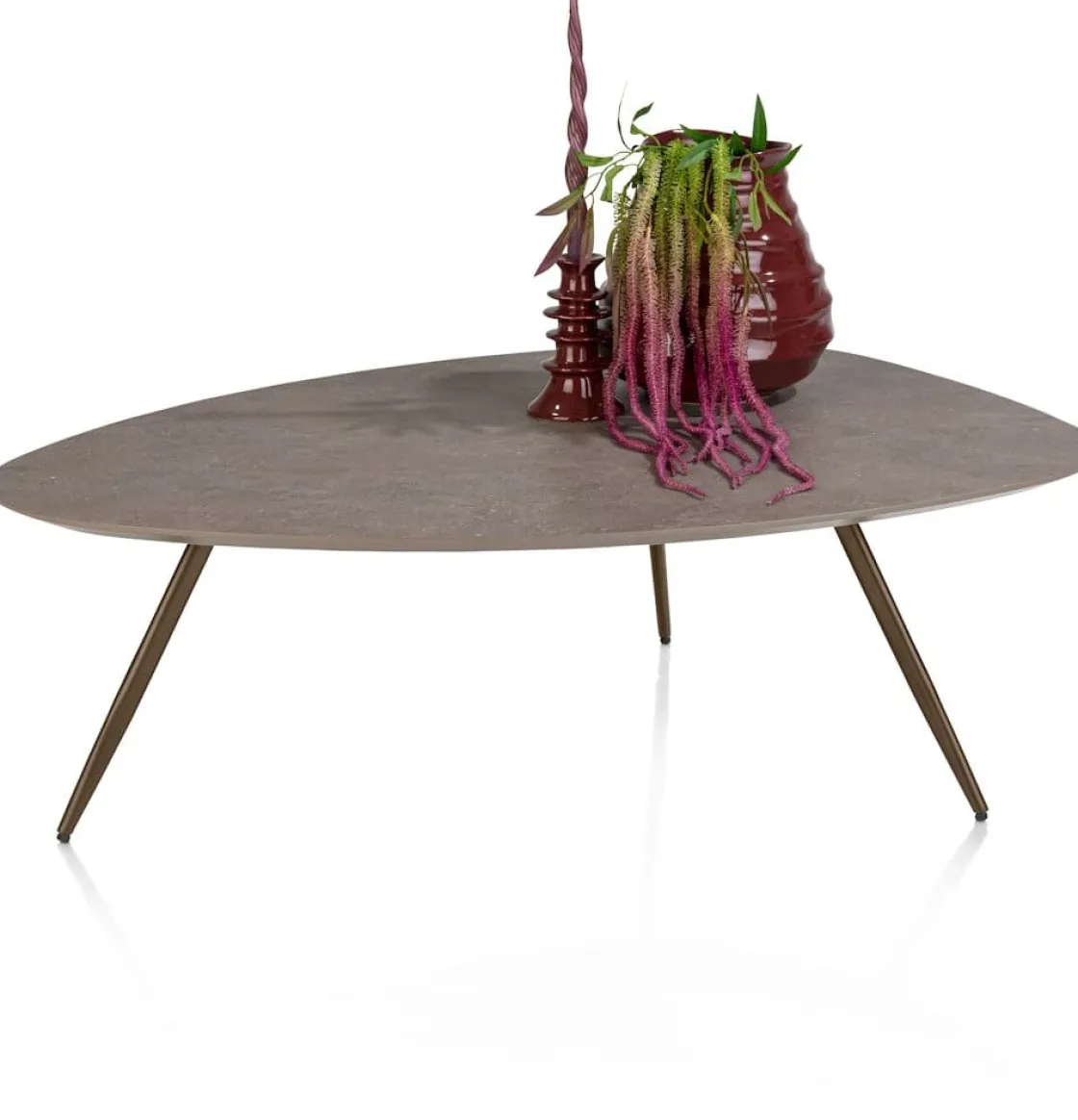XOOON Salutina, slontafel 110 x 80 cm - 3 pootjes - steelbrown^ Salontafels