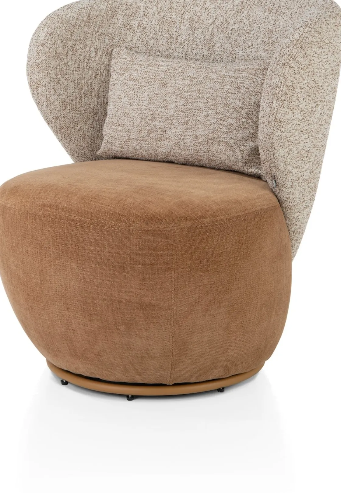XOOON Solee fauteuil - draaibaar in de kleur Koper -^ Draaifauteuils|Stoffen Fauteuils