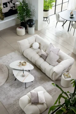 XOOON Timeless Scott kussen dia 25cm in de kleur Beige - COCOmaison^ Woonaccessoires