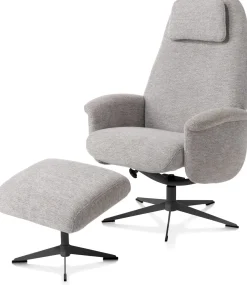 XOOON Tonale, relax-fauteuil incl. poef - graphiet frame - stof Vada kiezel of koper - Kiezel^ Stoffen Fauteuils|Draaifauteuils