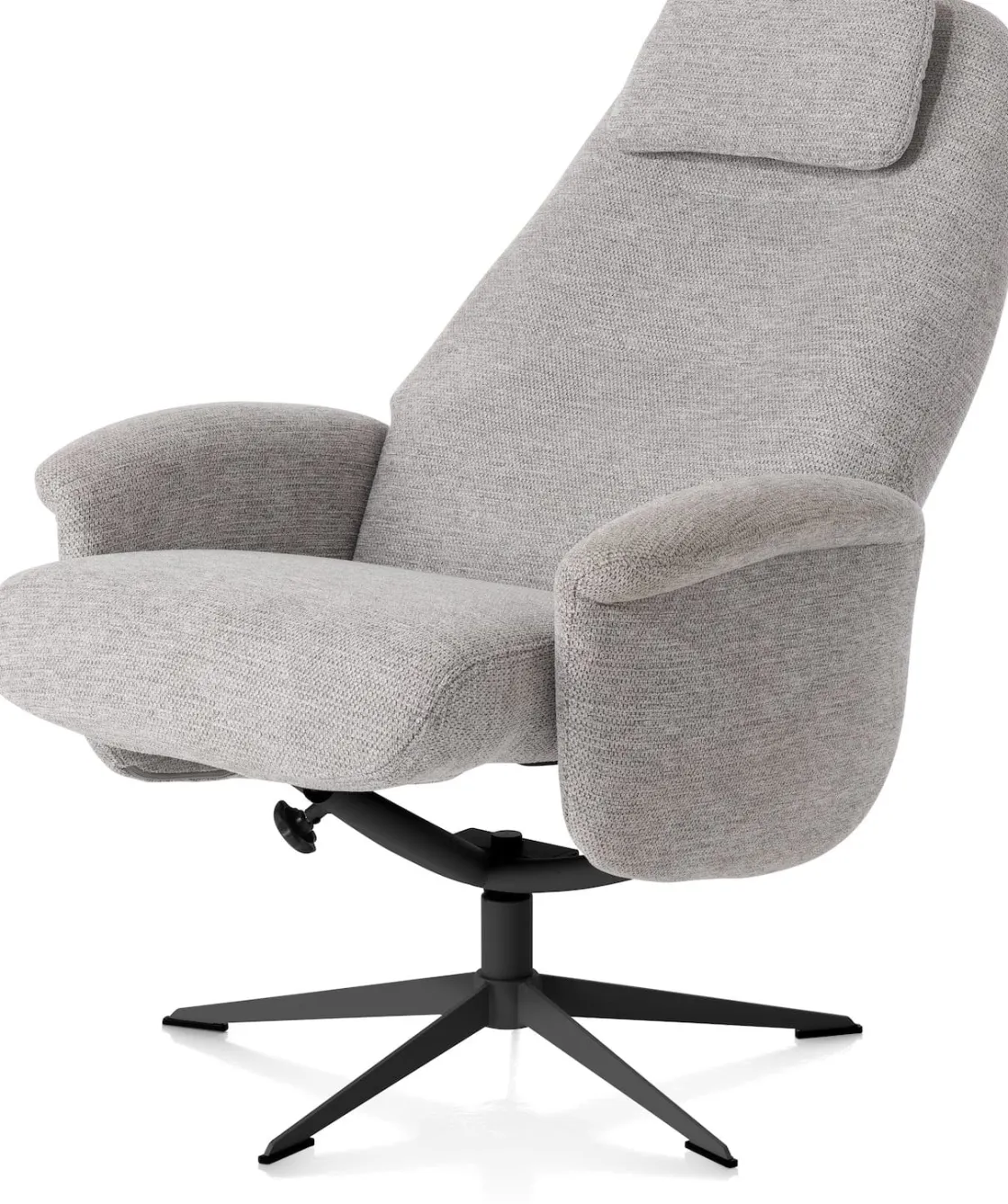 XOOON Tonale, relax-fauteuil incl. poef - graphiet frame - stof Vada kiezel of koper - Kiezel^ Stoffen Fauteuils|Draaifauteuils