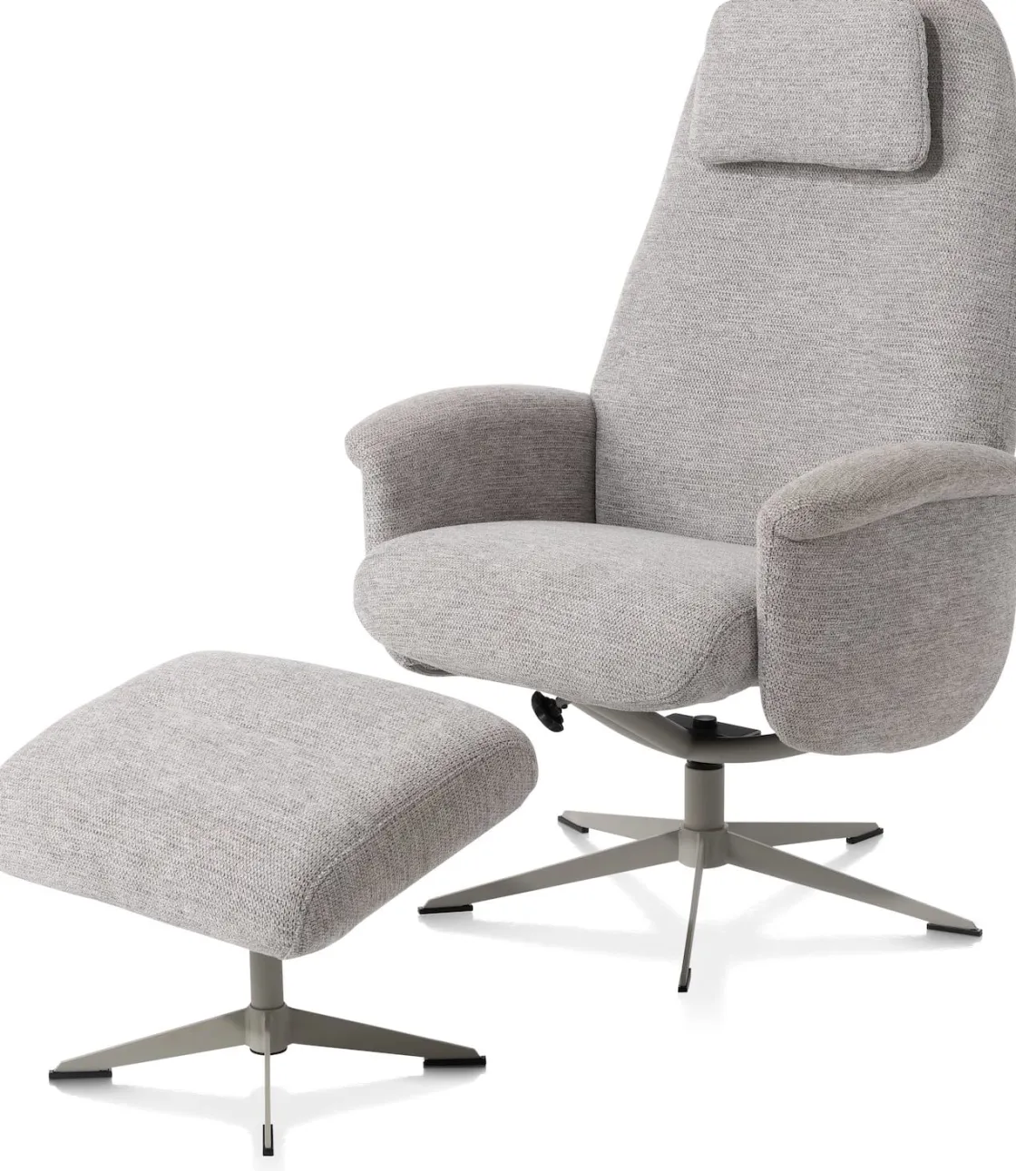 XOOON Tonale, relax-fauteuil incl. poef - silk grey frame^ Stoffen Fauteuils|Relaxfauteuils