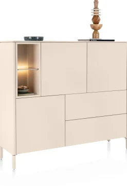 XOOON Trentino, Dressette 153 cm. - 3-deuren + 2-laden + 2-niches - Creme^ Bergkasten